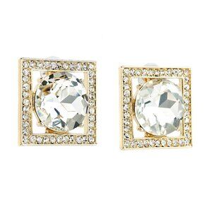 Kenneth Jay Lane, Crystal Square Pierced Earrings